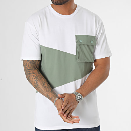 John H - T-shirt Pocket Bianco Verde