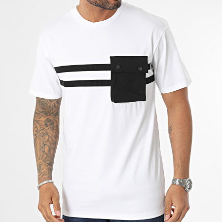 John H - Tee Shirt Poche Blanc Noir