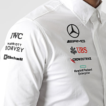 AMG Mercedes - Camisa a rayas de manga larga 701223406 Blanco