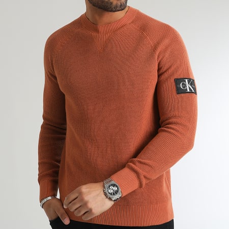Calvin Klein - Pull Core Badge Sweater 3412 Orange Foncé