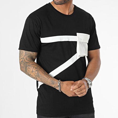 John H - Negro Blanco Bolsillo Camiseta