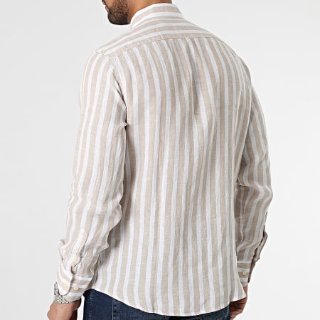 MTX - Camicia a maniche lunghe a righe bianco-beige
