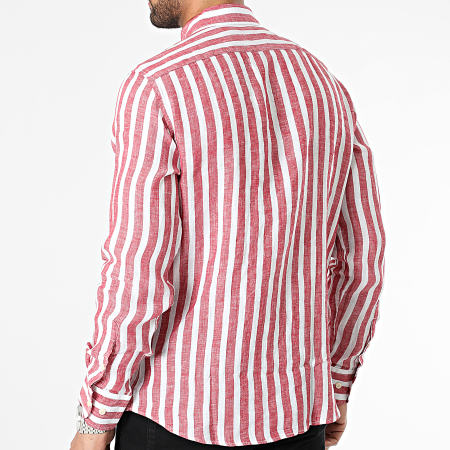 MTX - Camisa de manga larga a rayas blancas y rojas