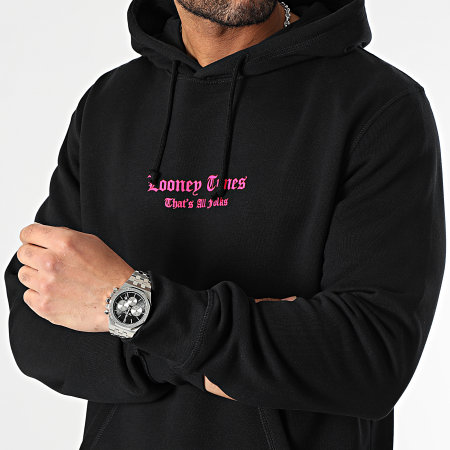Looney Tunes - Sweat Capuche Angry Bugs Bunny Noir Rose Fluo