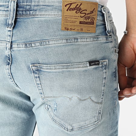 Teddy Smith - Pantaloncini jeans blu con lavaggio regolare