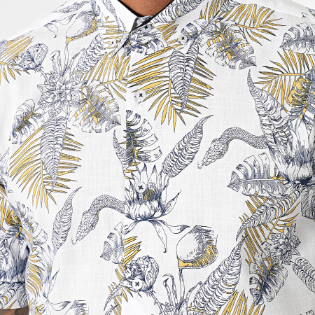 Armita - Camicia a maniche corte bianca e gialla con fiori