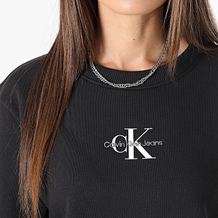 Calvin Klein - Sudadera de cuello redondo para mujer 1339 Negro
