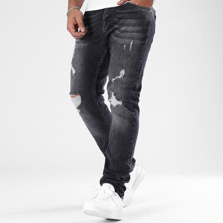 LBO - Jeans dal taglio regolare con trattamento Destroy 2678 Denim Nero
