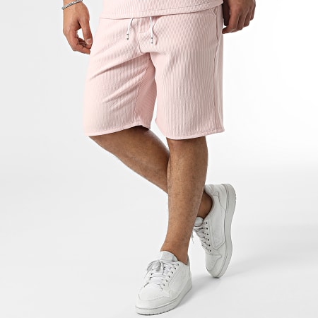 MTX - Conjunto de camiseta rosa claro y pantalón corto de jogging