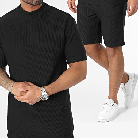 MTX - Conjunto de camiseta negra y pantalón corto de jogging