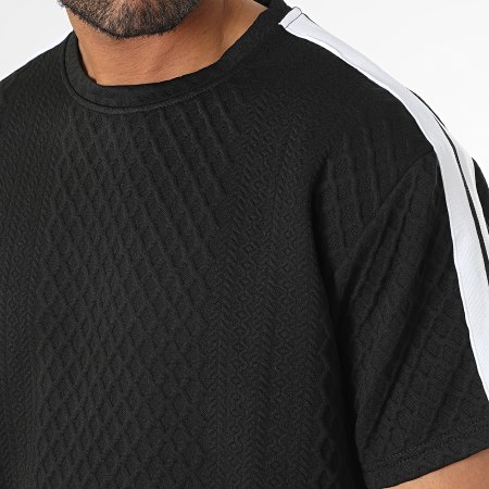 MTX - Conjunto de camiseta de rayas negras y pantalón corto de jogging