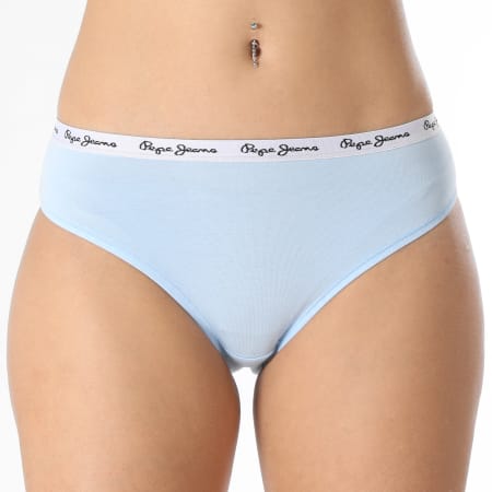 Pepe Jeans - Lot De 3 Culottes Femme Classic PMU10957 Bleu Marine Blanc Bleu Clair