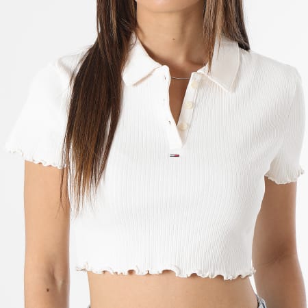 Tommy Jeans - Pointelle 5840 Polo donna a manica corta Bianco
