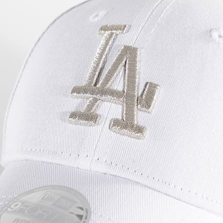 New Era - Gorra de mujer 9Forty Metallic Logo Los Angeles Dodgers White Silver