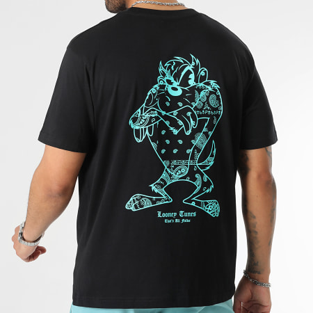 Looney Tunes - Camiseta Oversize Large Bandana Taz Negro Azul Turquesa