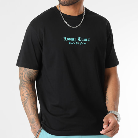 Looney Tunes - Tee Shirt Oversize Large Bandana Tweety Nero Blu Turchese