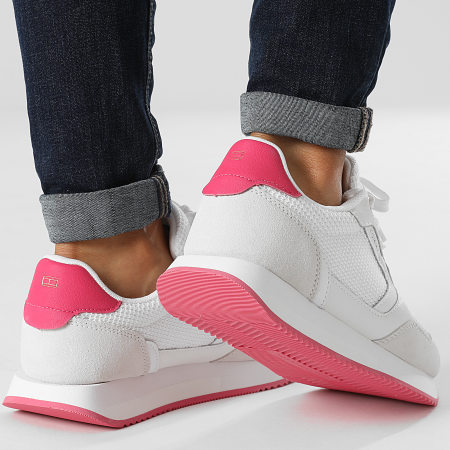 Tommy Hilfiger - Donna Essential Mesh Runner 7381 Bianco Bright Cerise Pink Sneakers