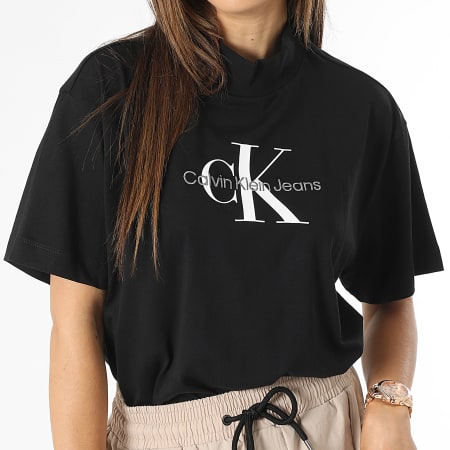 Calvin Klein - Camiseta Archival Monologo 2130 Negra de Mujer