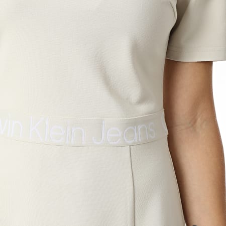 Calvin Klein - Robe Manches Courtes Femme Tape Milano 1408 Beige