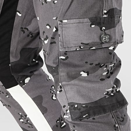 Ikao - Pantalon Cargo Flare Gris Anthracite Camouflage