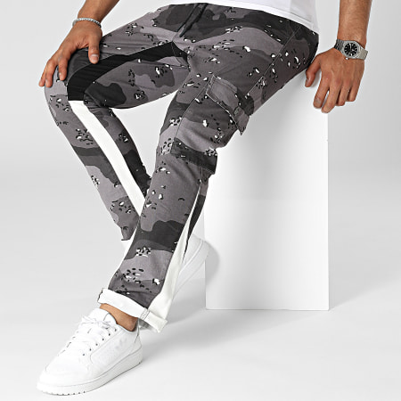 Ikao - Pantalon Cargo Flare Gris Anthracite Camouflage