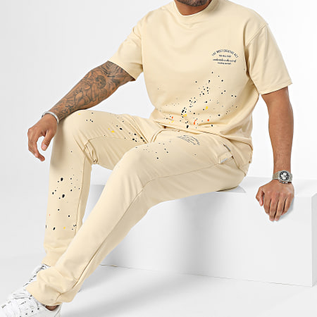 Ikao - Set di maglietta e pantaloni da jogging beige
