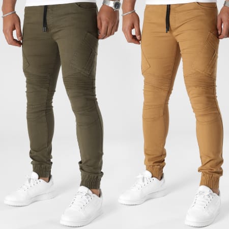 John H Lot De Pantalons Cargo Vert Kaki Camel Ryses