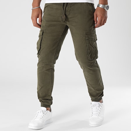 John H - Lot De 2 Pantalons Cargo Noir Vert Kaki