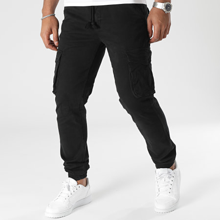 John H - Set di 2 pantaloni cargo nero cammello