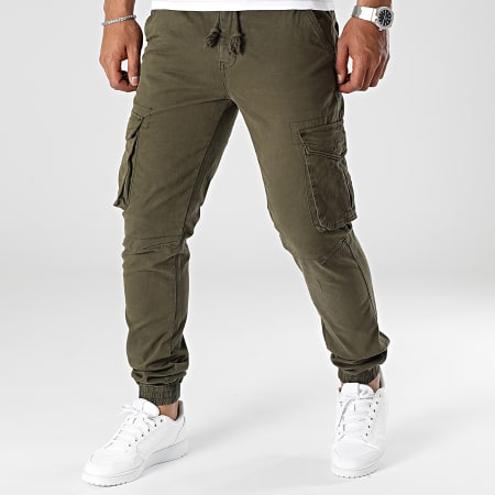 John H - Juego De 2 Pantalones Cargo Caqui Verde Camel