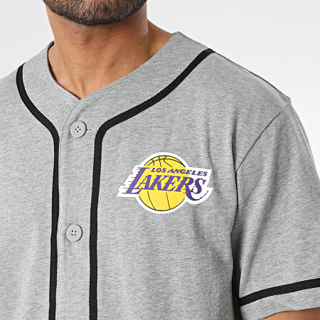 New Era - Chemise Manches Courtes Baseball NBA Los Angeles Lakers 60357097 Gris Chiné