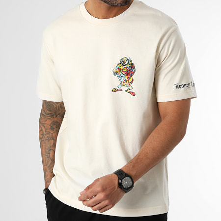 Looney Tunes - Camiseta Oversize Large Sleeves Taz Graff Beige