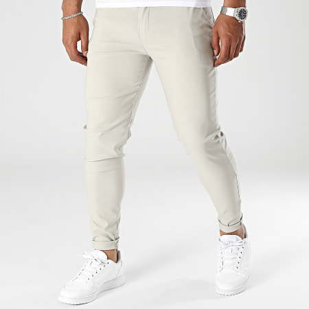 Frilivin - Set di 2 pantaloni chino beige e grigi