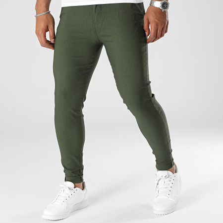 Frilivin - Set di 2 pantaloni chino verde cachi e blu