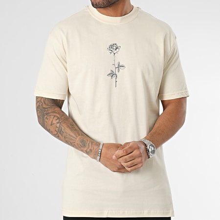 Ikao - Beige gebloemd T-shirt