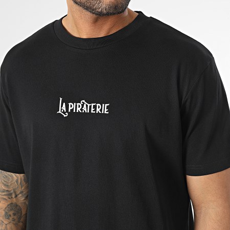 La Piraterie - Camiseta Oversize Large Wave Logo Negro Blanco