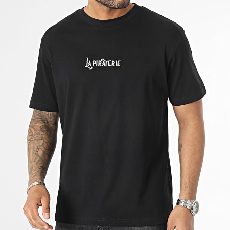 La Piraterie - Tee Shirt Oversize Large Wave Logo Noir Blanc
