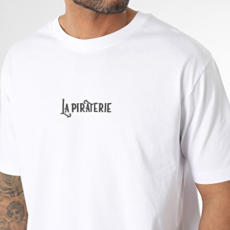 La Piraterie - Tee Shirt Oversize Large Wave Logo Blanc Noir