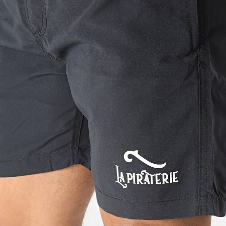 La Piraterie - Short De Bain Logo 2 Noir Blanc