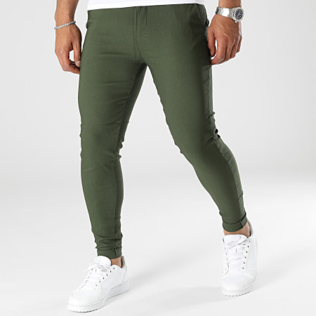 Frilivin - Set di 2 pantaloni chino beige verde kaki