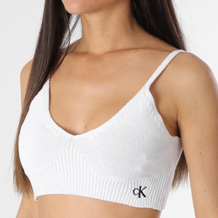 Calvin Klein - Débardeur Crop Femme Knitted 1345 Blanc