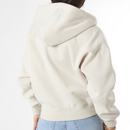 Calvin Klein - Sudadera con capucha y cremallera de rayas beige Tape 1328 para mujer