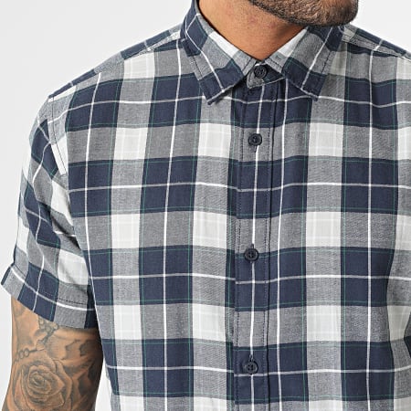 Chemise Homme Nautica Jeans à Carreaux Bleue - Taille XL - Manches Courtes - Coton - Occasion TBE