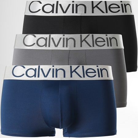 Calvin Klein - Set di 3 boxer Reconsidered Steel NB3074A Nero Navy Grigio