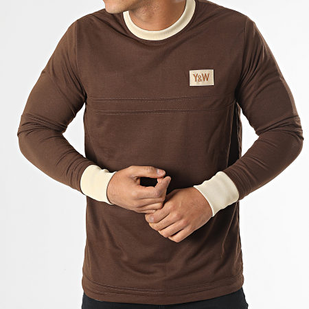 Y et W - Tee Shirt Manches Longues Brown Luxury Marron Beige Réversible