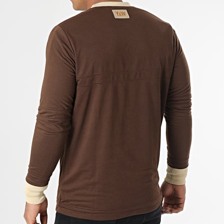 Y et W - Tee Shirt Manches Longues Brown Luxury Marron Beige Réversible