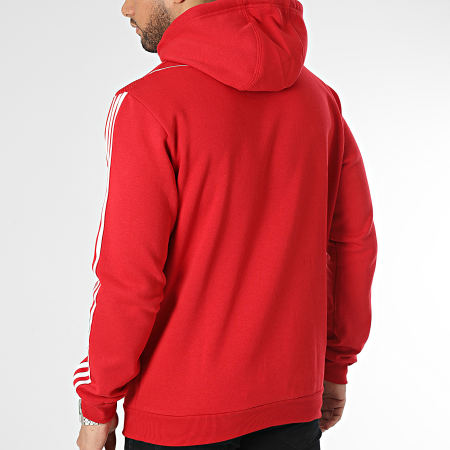 Adidas Sportswear - Felpa con cappuccio a righe HS3600 Rosso