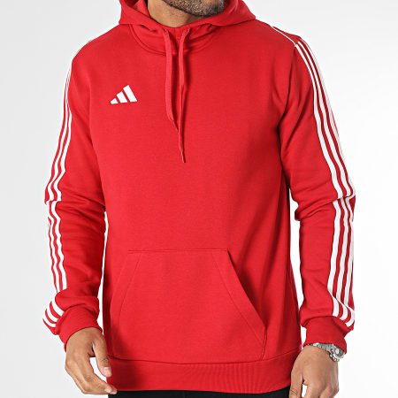 Adidas Sportswear - Felpa con cappuccio a righe HS3600 Rosso