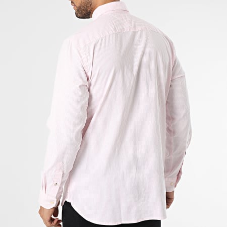 Tommy Hilfiger - 1985 Flex Oxford Camicia a maniche lunghe a righe 0935 Bianco Rosa