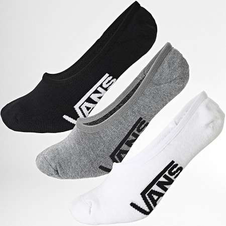 Vans - Set di 3 paia di calzini invisibili 00XTT bianco nero grigio erica